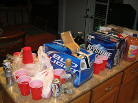 alcohol on counter