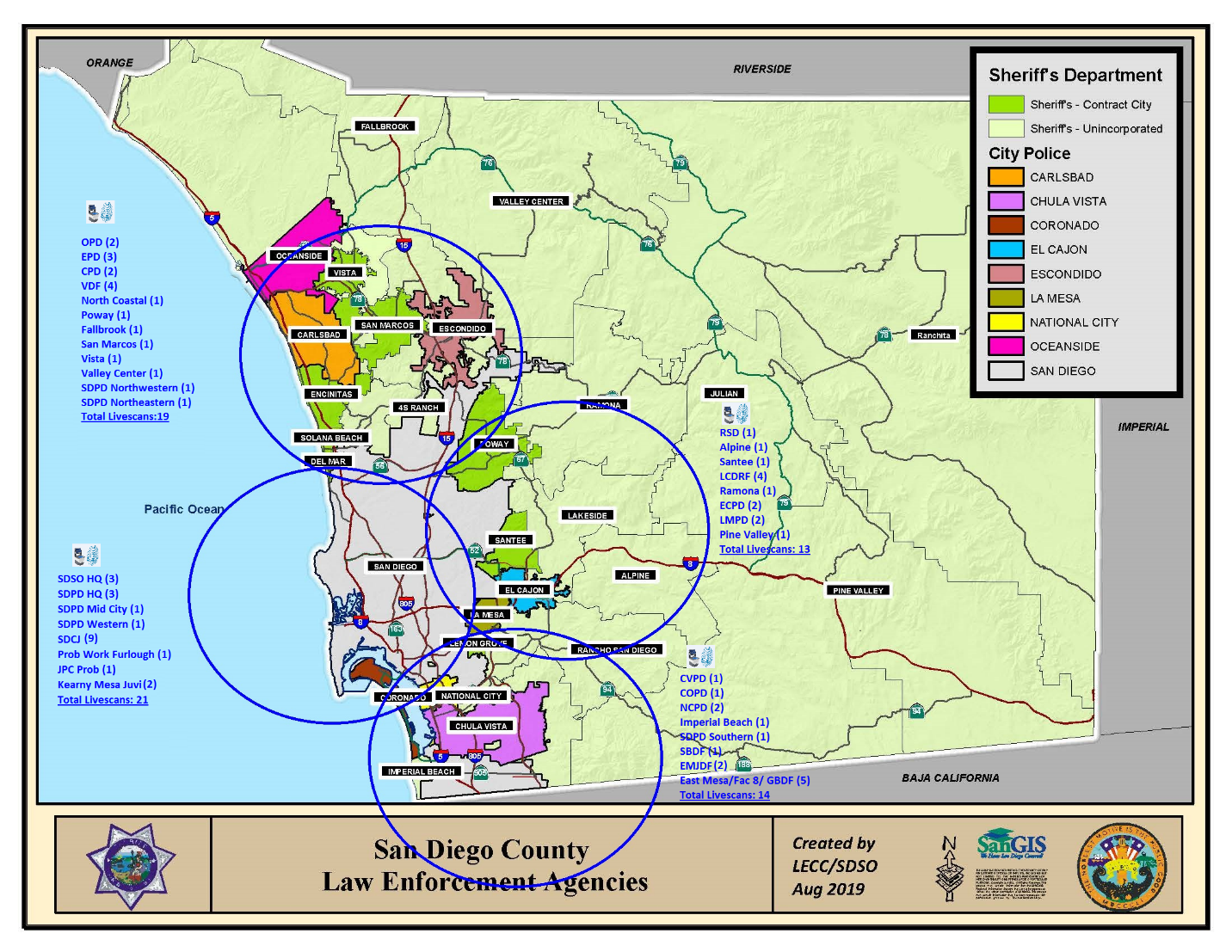 Cal-ID Livescans Map